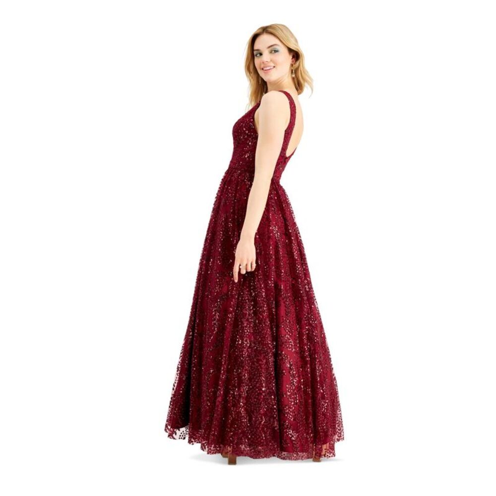 BLONDIE NITES Maroon Sleeveless Full-Length Dress 5 - Picture 2 of 3